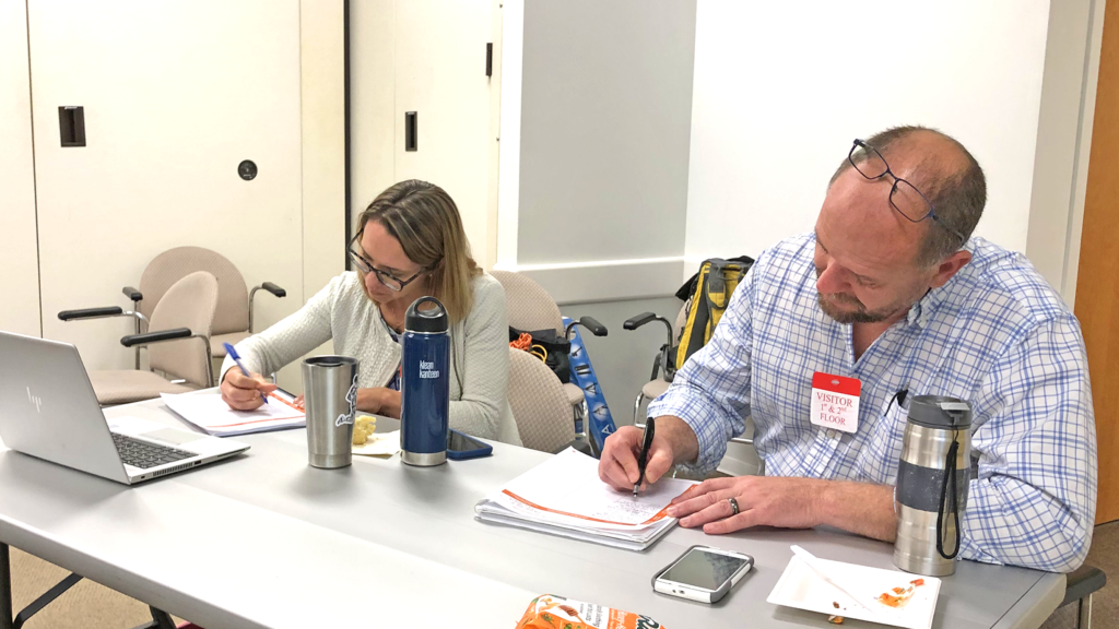 Scenes from the "Connecting with Your Audience" Workshop led by Ben Young Landis at the 28th Annual Meeting of NorCal SETAC, held at the California EPA Building on May 2nd, 2019.