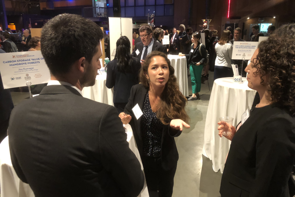 UC San Diego Scripps Institution of Oceanography graduate Joy Kumagai explains the carbon value of Mexican mangrove forests to guests attending the OPR "Celebration of Science and Education" reception.  The California Council on Science and Technology (CCST) hosted the CCST Climate Science Translators Showcase on Tuesday, September 11, 2018 at the Exploratorium as an Affiliate Event of the historic Global Climate Action Summit in San Francisco — held during the "Celebration of Science and Education" reception hosted by the Governor's Office of Planning and Research (OPR), CCST, the Gordon and Betty Moore Foundation, CalEPA, and Ten Strands. The #CCSTShowcase recruited and trained 12 graduate students and postdocs from California universities and research institutions to communicate their climate-related research to policy leaders, staff, and other Summit delegates.