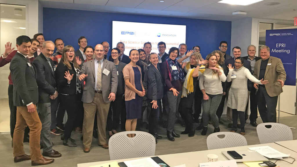 Attendees commemorate the EPRI-EPIC workshop "Data Science Solutions to Environmental Challenges in the Electric Power Industry" hosted at EPRI offices in Washington DC, Friday, November 8, 2019. Organized by the Electric Power Research Institute and the Environmental Policy Innovation Center. (Photo by Tammi Clark/EPRI)